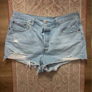 Light Blue Distressed Denim Shorts